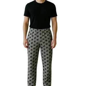 Michael Kors Trendy Gray Lounge Pants Black Print Pattern Elastic Waist Casual L